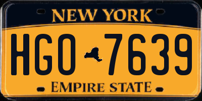 NY license plate HGO7639