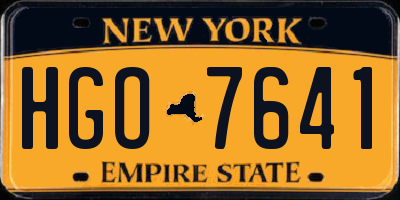 NY license plate HGO7641