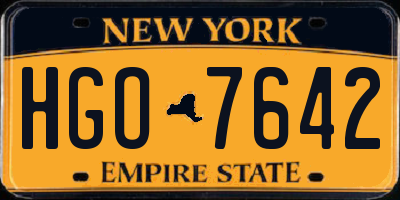 NY license plate HGO7642