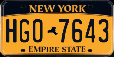 NY license plate HGO7643