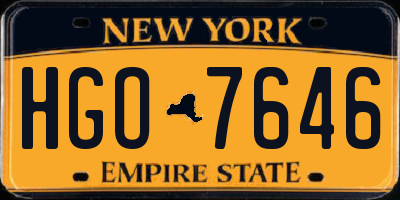 NY license plate HGO7646