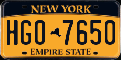 NY license plate HGO7650