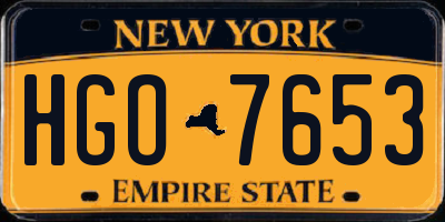 NY license plate HGO7653