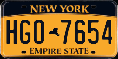 NY license plate HGO7654