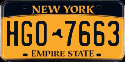 NY license plate HGO7663