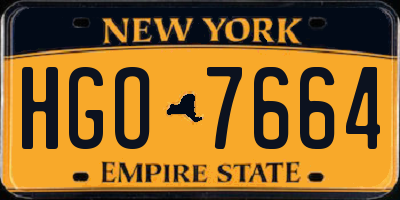 NY license plate HGO7664