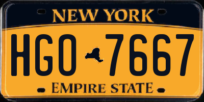 NY license plate HGO7667