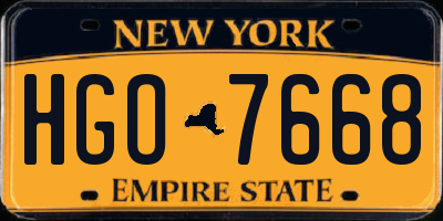 NY license plate HGO7668