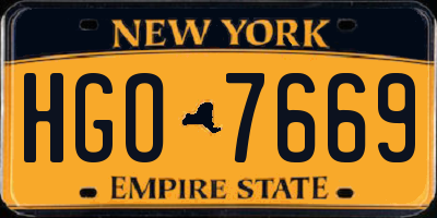 NY license plate HGO7669