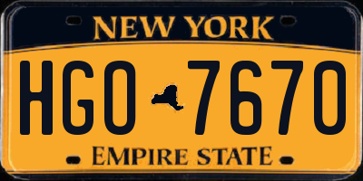 NY license plate HGO7670