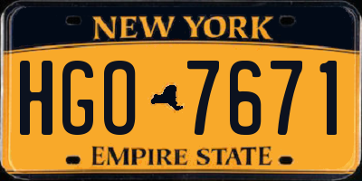 NY license plate HGO7671