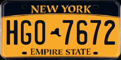 NY license plate HGO7672