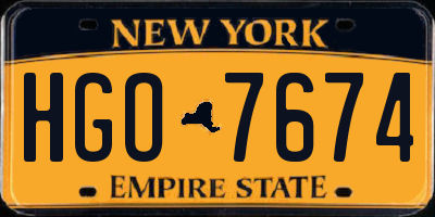 NY license plate HGO7674