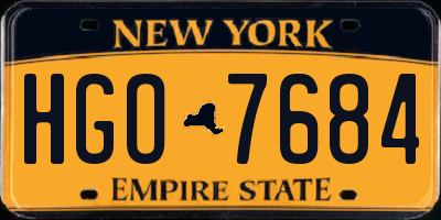 NY license plate HGO7684