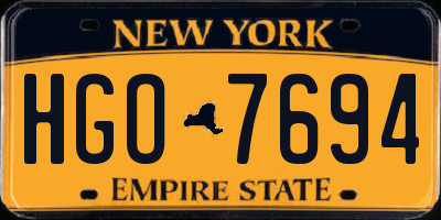 NY license plate HGO7694