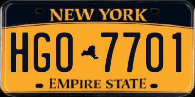 NY license plate HGO7701