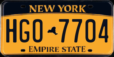 NY license plate HGO7704