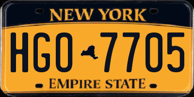 NY license plate HGO7705