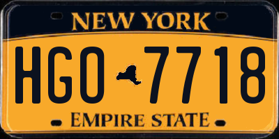 NY license plate HGO7718