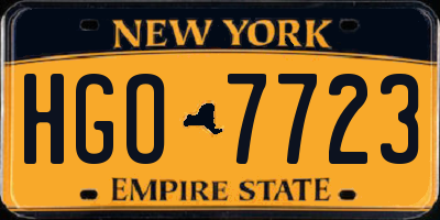 NY license plate HGO7723