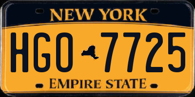 NY license plate HGO7725