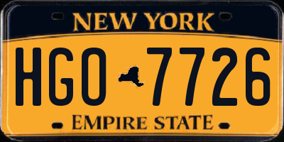 NY license plate HGO7726