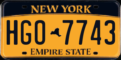 NY license plate HGO7743