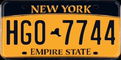 NY license plate HGO7744