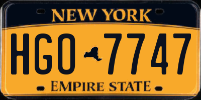 NY license plate HGO7747