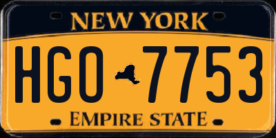 NY license plate HGO7753