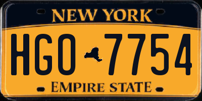 NY license plate HGO7754