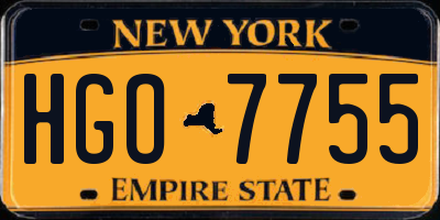 NY license plate HGO7755