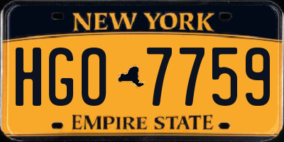 NY license plate HGO7759