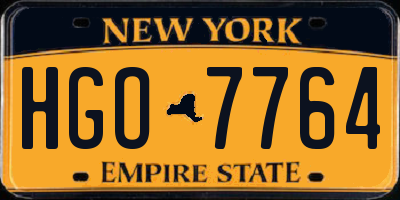 NY license plate HGO7764