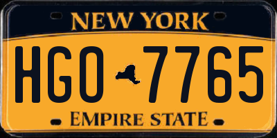 NY license plate HGO7765