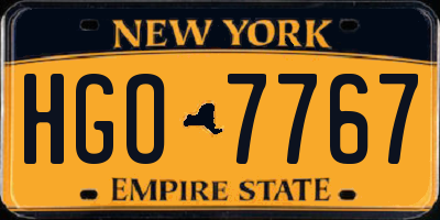 NY license plate HGO7767