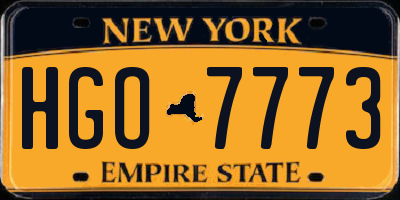 NY license plate HGO7773