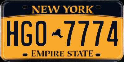 NY license plate HGO7774