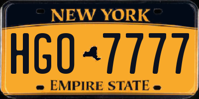 NY license plate HGO7777