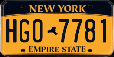 NY license plate HGO7781