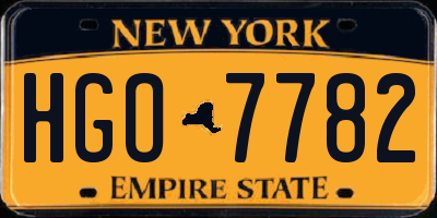 NY license plate HGO7782