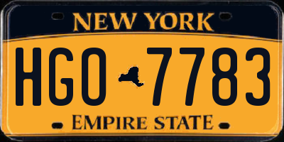 NY license plate HGO7783