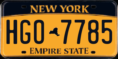 NY license plate HGO7785