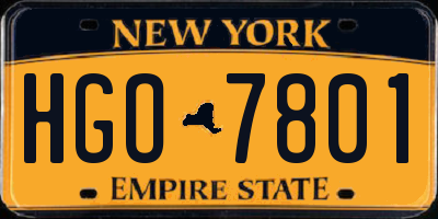 NY license plate HGO7801