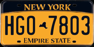 NY license plate HGO7803