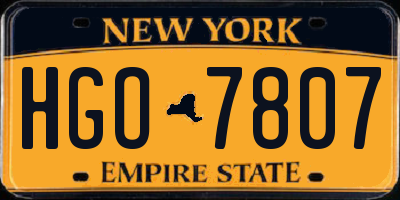 NY license plate HGO7807