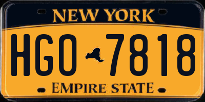 NY license plate HGO7818