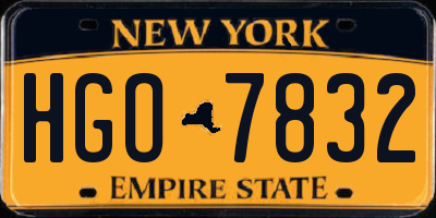 NY license plate HGO7832