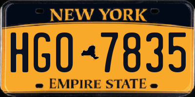 NY license plate HGO7835