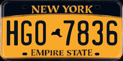 NY license plate HGO7836